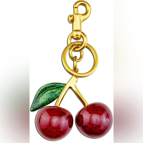 Handbags - Cherry Bag Charm with Green leaf